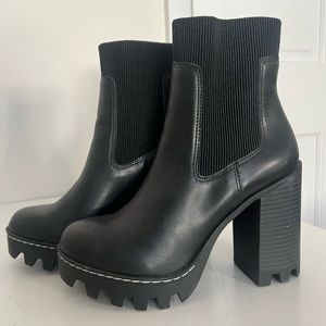 Tall Black Heeled Ankle Boots